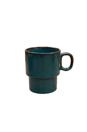 Caneca Empilhável Smaltato Cerâmica Azul 300ml