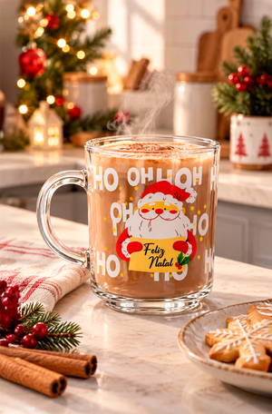 Caneca Natalina Feliz Natal em Vidro 250ml