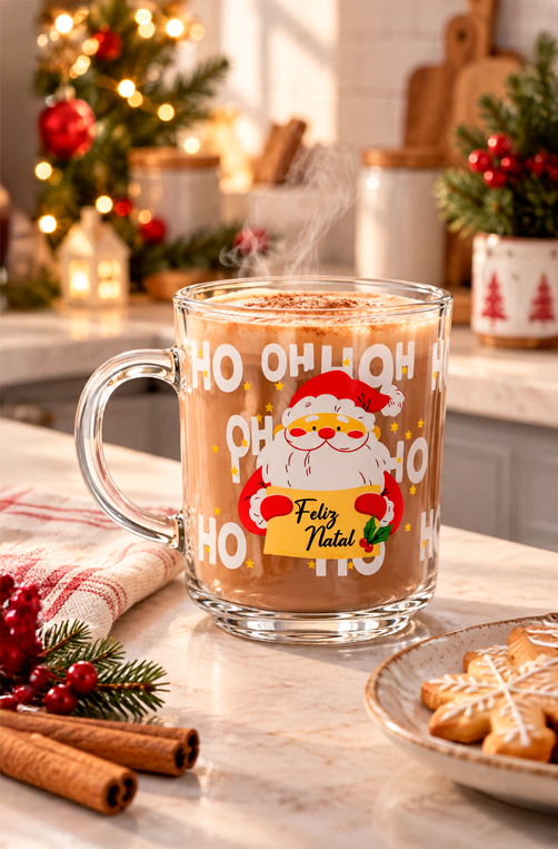 Caneca Natalina Feliz Natal em Vidro 250ml