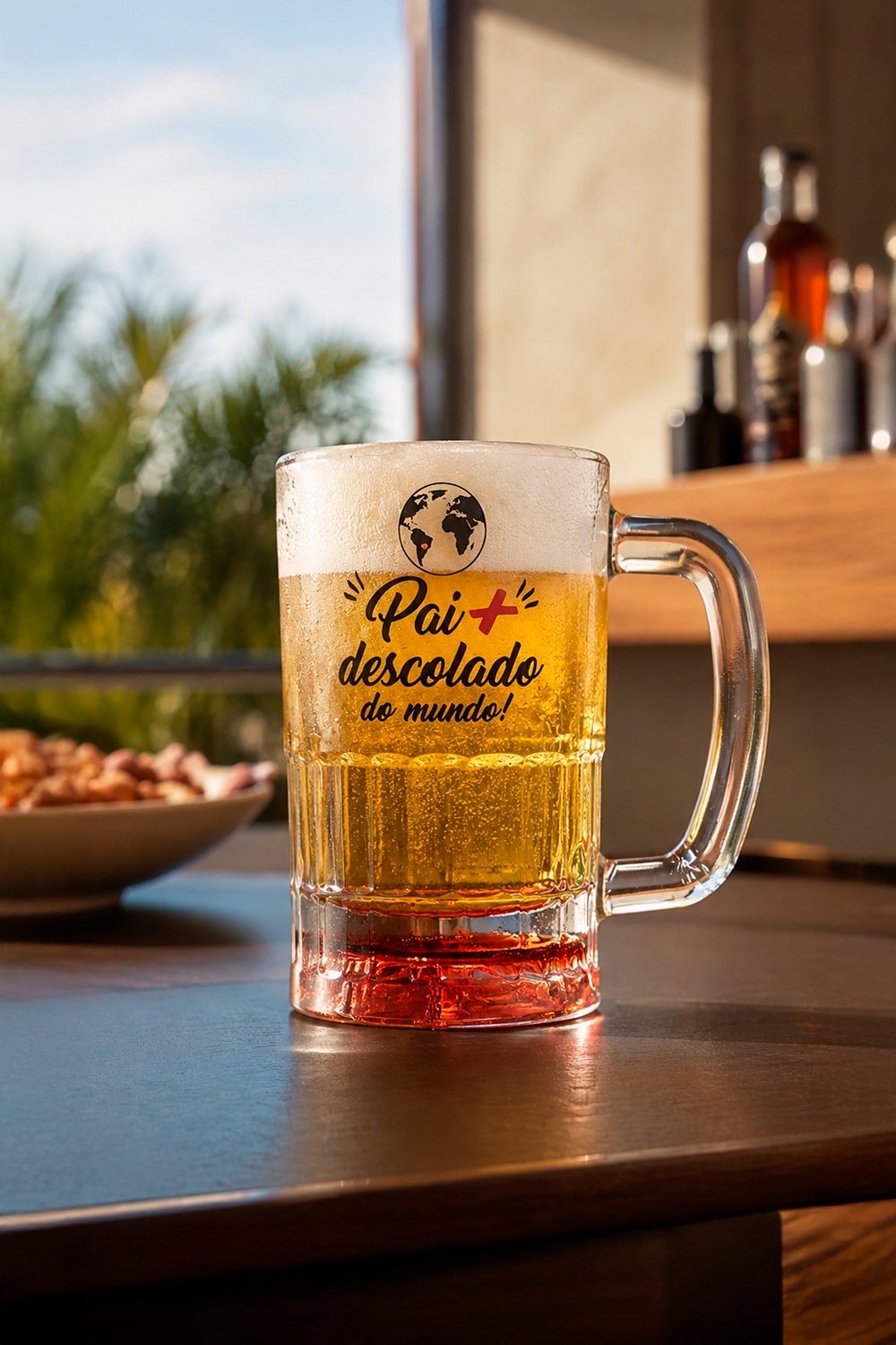 Caneca de Chopp Personalizada com Base Vermelha em Vidro 355ml