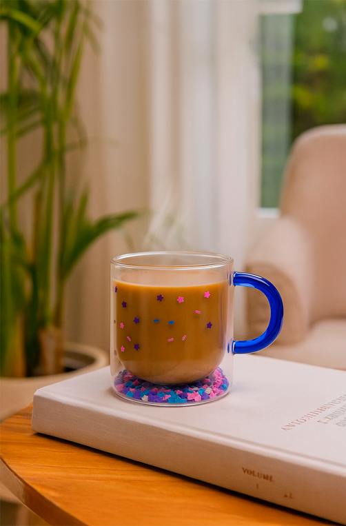 Caneca com Parede Dupla em Vidro com Alça 300ml