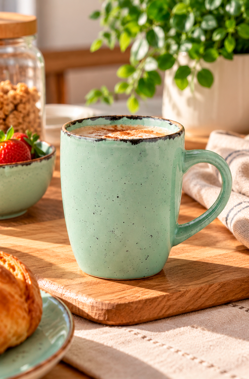 Caneca Serena Menta em Cerâmica 330ml