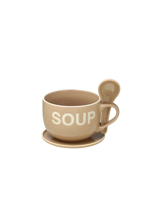 Caneca para Sopa com Colher Soup 470ml Bege