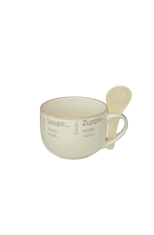 Caneca para Sopa com Colher Zuppa 470ml Branca