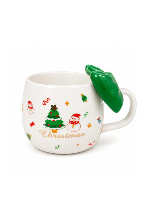 Caneca de Laço Natalino Sortido em Cerâmica 430ml