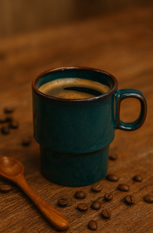 Caneca Empilhável Smaltato Cerâmica Azul 300ml