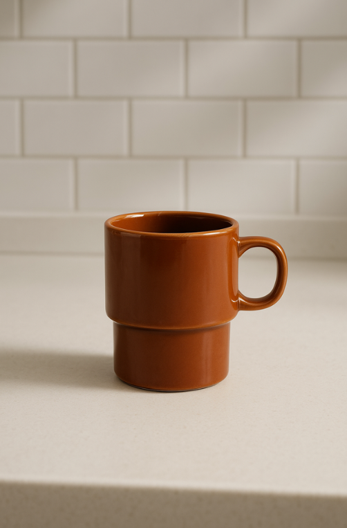 Caneca Empilhável Smaltato Cerâmica Terracota 300ml