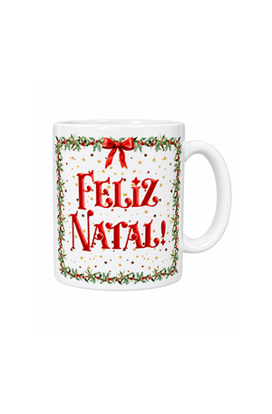 Caneca Natalina Feliz Natal com Duas Estampas 325ml
