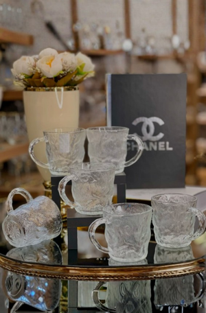 Conjunto de 6 Canecas de Vidro Texturizado