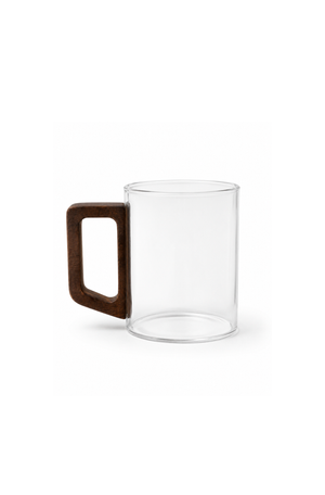 Caneca com Alça de Madeira em Cristal Ecológico 400ml