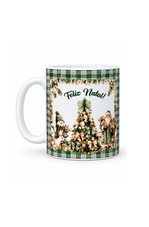 Caneca Natalina Feliz Natal Xadrez 325ml