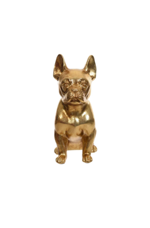 Escultura Buldogue Francês Sentado em Poliresina Dourado