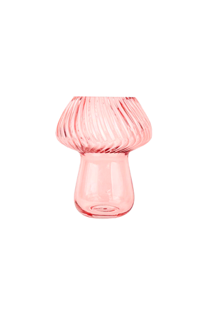 Castiçal de Vidro Cogumelo Rose 20x16 cm