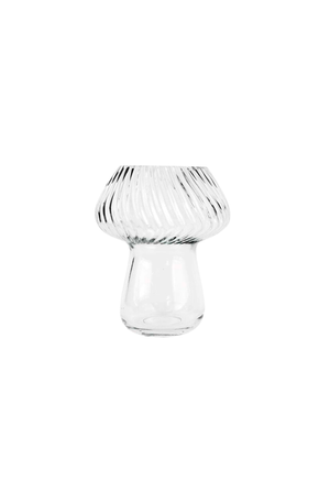 Castiçal de Vidro Cogumelo Transparente 20x16 cm