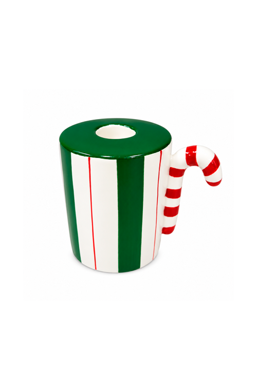 Castiçal Caneca Natalina em Cerâmica