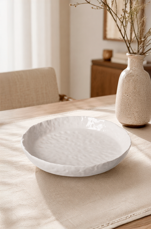 Centro de Mesa Decorativo Branco em Cerâmica 27cm