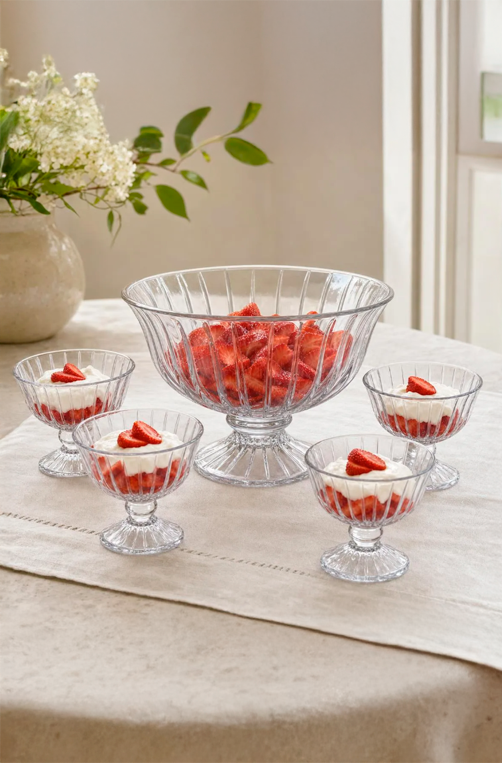 Conjunto de Centro de Mesa com Bowl Melina Transparente em Vidro 5 Peças