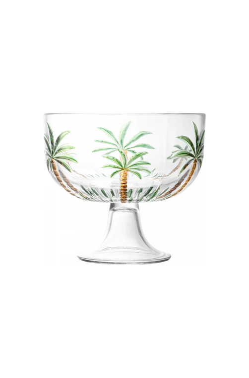 Centro De Mesa Cristal Pé Palm Hand Painting 23cm