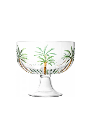 Centro De Mesa Cristal Pé Palm Hand Painting 23cm