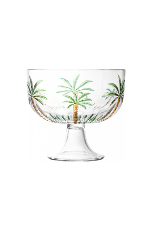 Centro De Mesa Cristal Pé Palm Hand Painting 23cm