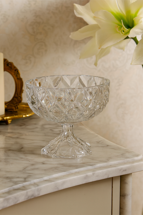 Centro de Mesa Decorativo com Pé Deli Diamond de Cristal