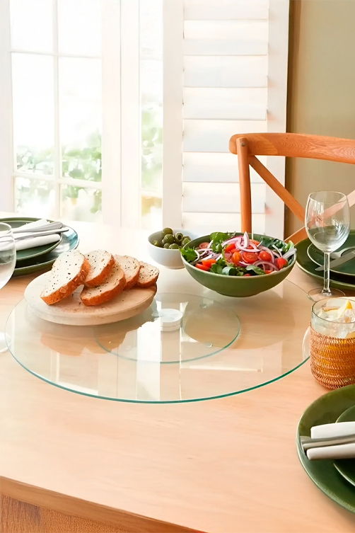 Centro de Mesa Giratório de Vidro Temperado 45cm