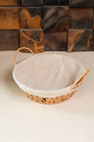 Cesta Retangular de Papel com Forro em Tecido com Alça