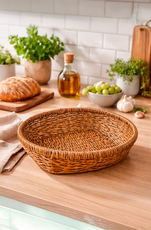 Cesto Redondo de Fibra Sintética Trançada 22 cm