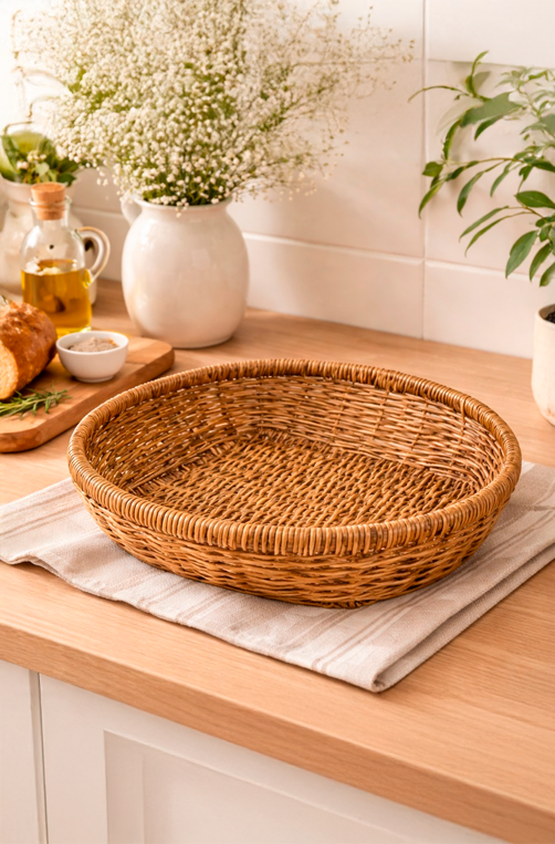 Cesto Redondo de Fibra Sintética Trançada 28 cm