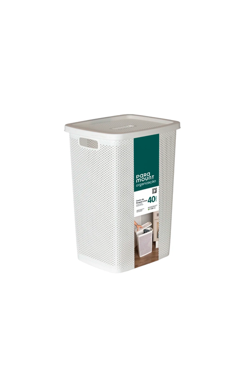 Cesto de Roupa Línea com Tampa Branco 40L