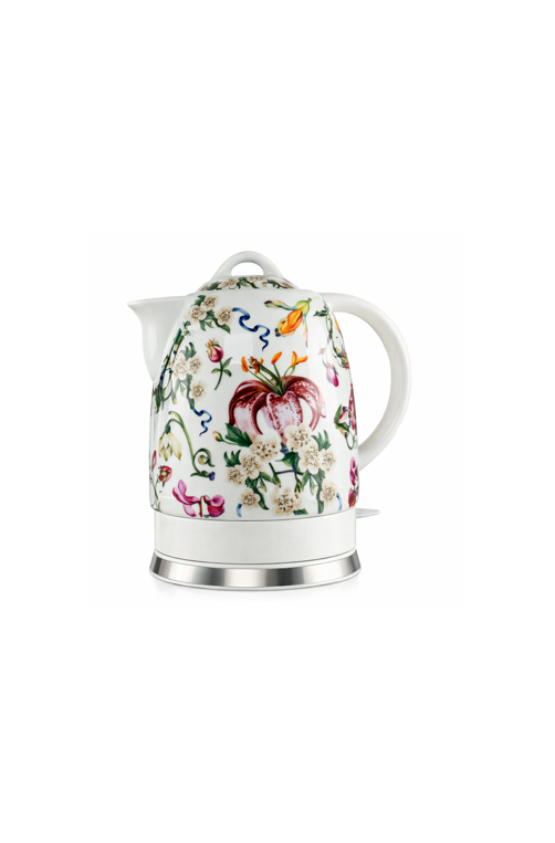 Chaleira Eletrica de Porcelana Elegance Branco Floral 127V 1,5L