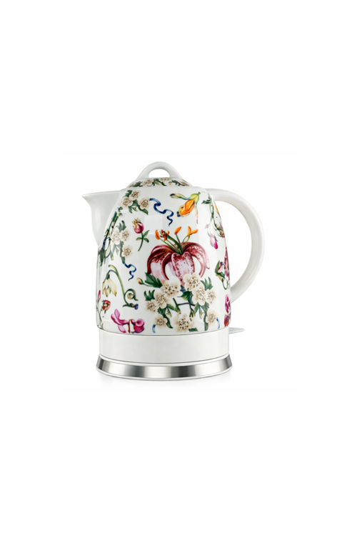Chaleira Eletrica de Porcelana Elegance Branco Floral 127V 1,5L