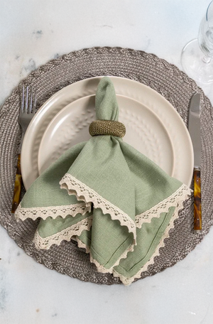 Conjunto de Anel de Guardanapo Rayon Verde 4 Peças