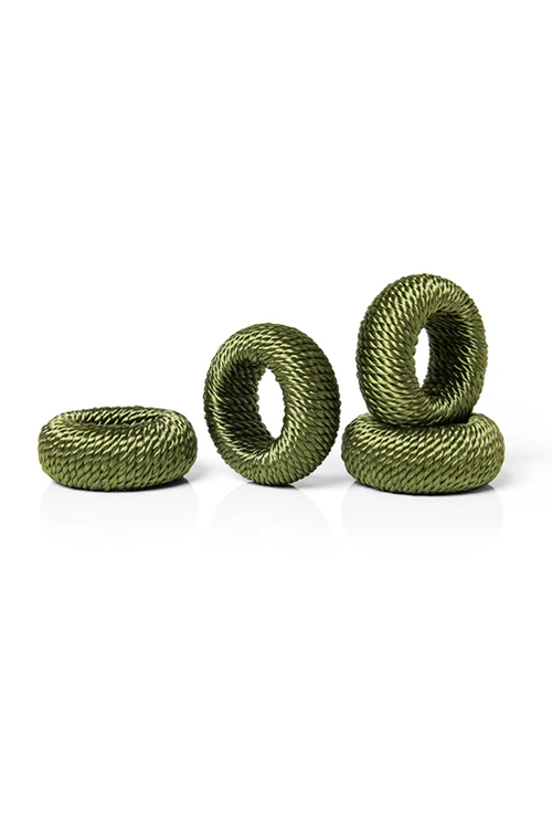 Conjunto de Anel de Guardanapo Rayon Verde 4 Peças