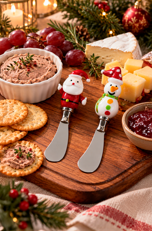 Conjunto de Espátula para Patê Natalina Papai Noel em Inox 2 Peças