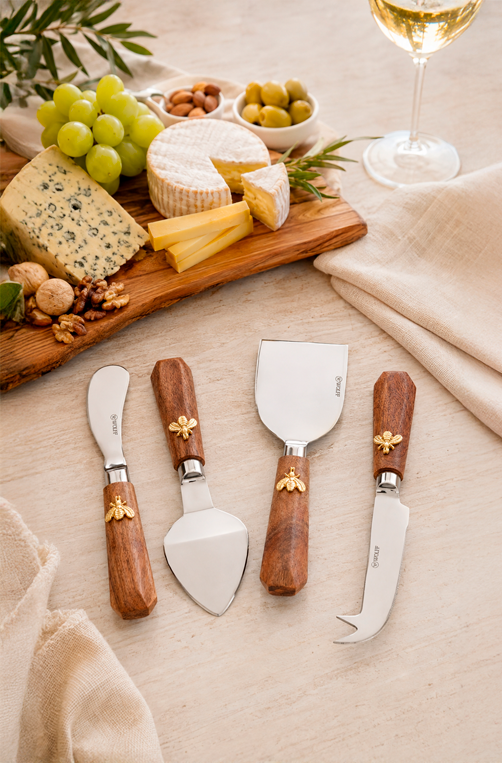 Conjunto para Queijo New Bee em Inox 4 Peças