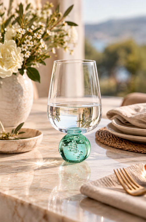 Conjunto de Taças Bubble Blush Verde em Vidro 440ml 6 Peças