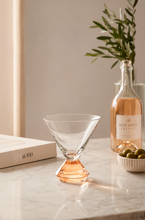 Conjunto de Taça Martini com Base Diamantada Âmbar em Vidro 290ml 6 Peças