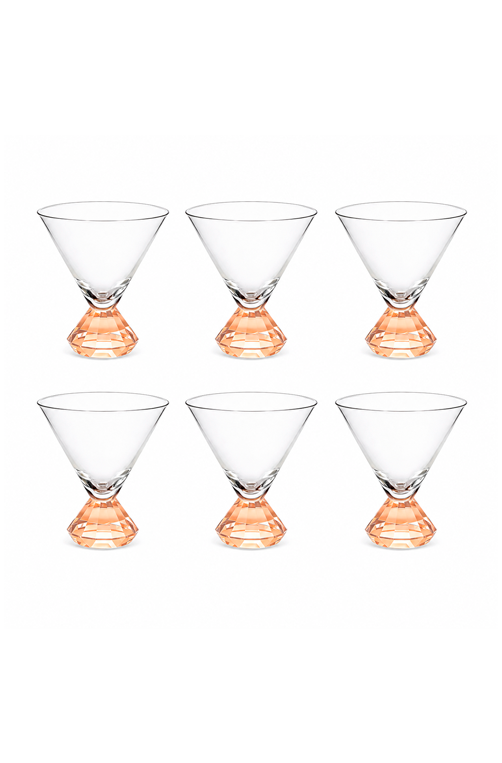 Conjunto de Taça Martini com Base Diamantada Âmbar em Vidro 290ml 6 Peças