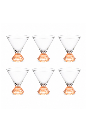 Conjunto de Taça Martini com Base Diamantada Âmbar em Vidro 290ml 6 Peças
