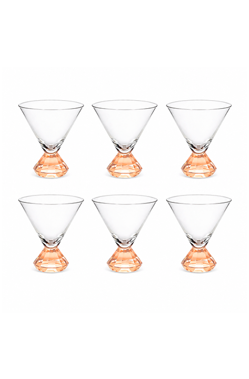 Conjunto de Taça Martini com Base Diamantada Âmbar em Vidro 290ml 6 Peças