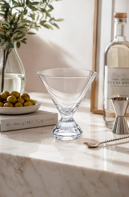 Conjunto de Taça Martini com Base Diamantada Transparente em Vidro 290ml 6 Peças