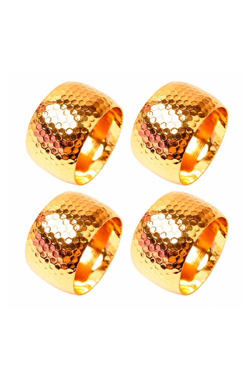 Conjunto de Anel para Guardanapo Natalino Dourado 4 Peças