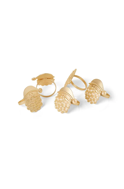 Conjunto de Anel de Guardanapo Natal Santa Klaus Gold 4 Peças