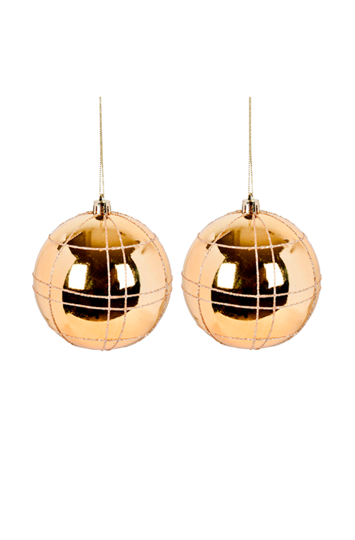 Conjunto de Bolas Natalina Dourado e Champanhe 10cm 2 Peças