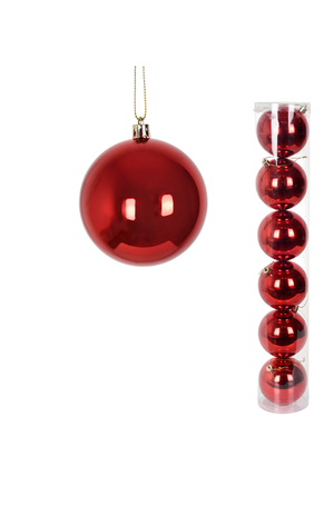 Conjunto de Bolas Natalina Lisa Vermelho 10cm 6 Peças