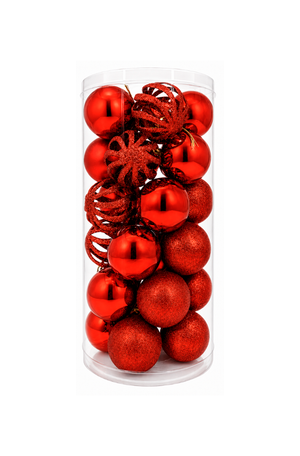 Conjunto de Bolas Natalina Mista Vermelha 6cm 30 Peças