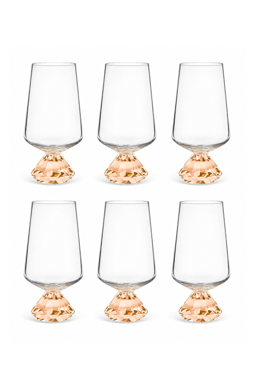 Conjunto de Copos com Base Diamantada Âmbar em Vidro 290ml 6 Peças