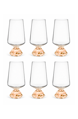 Conjunto de Copos com Base Diamantada Âmbar em Vidro 290ml 6 Peças