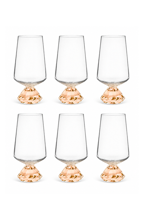 Conjunto de Copos com Base Diamantada Âmbar em Vidro 290ml 6 Peças